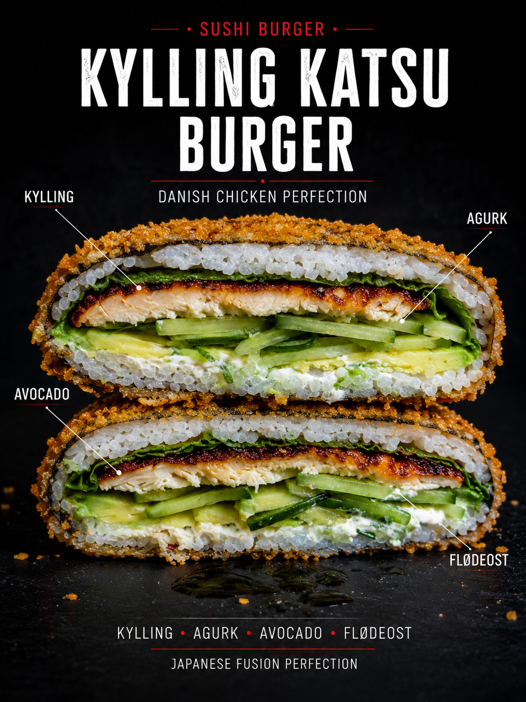 Sushi-burger kylling